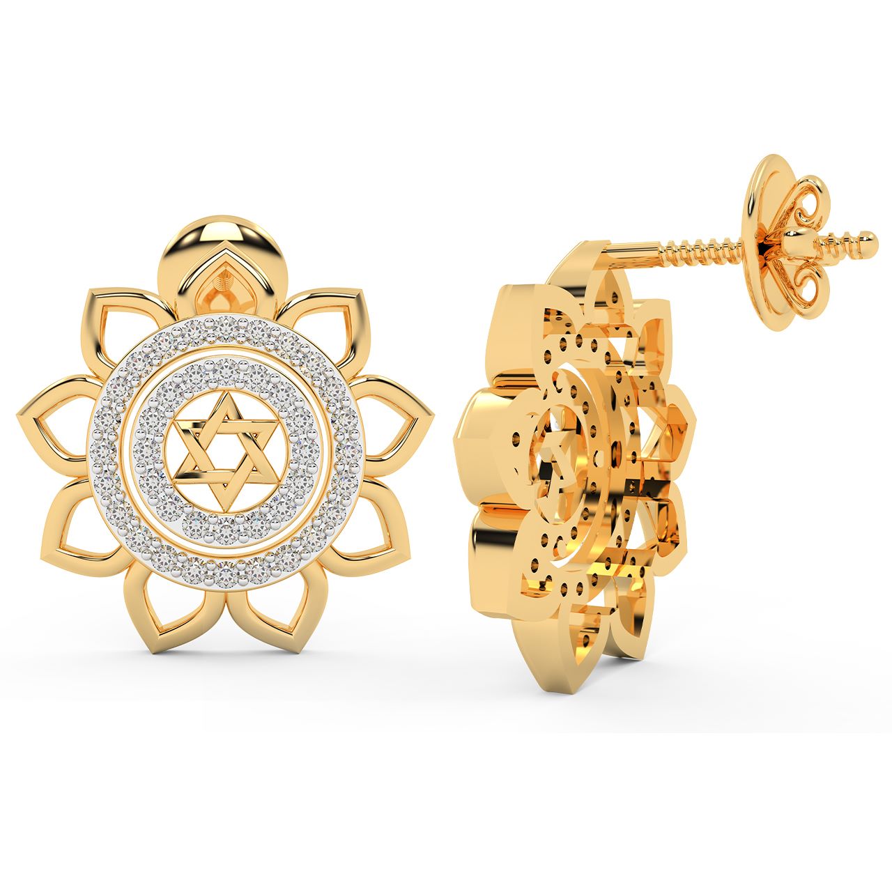 IntricaFlower Design Diamond Earrings